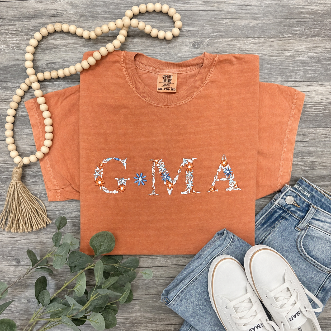 Embroidered Floral Mama Tee